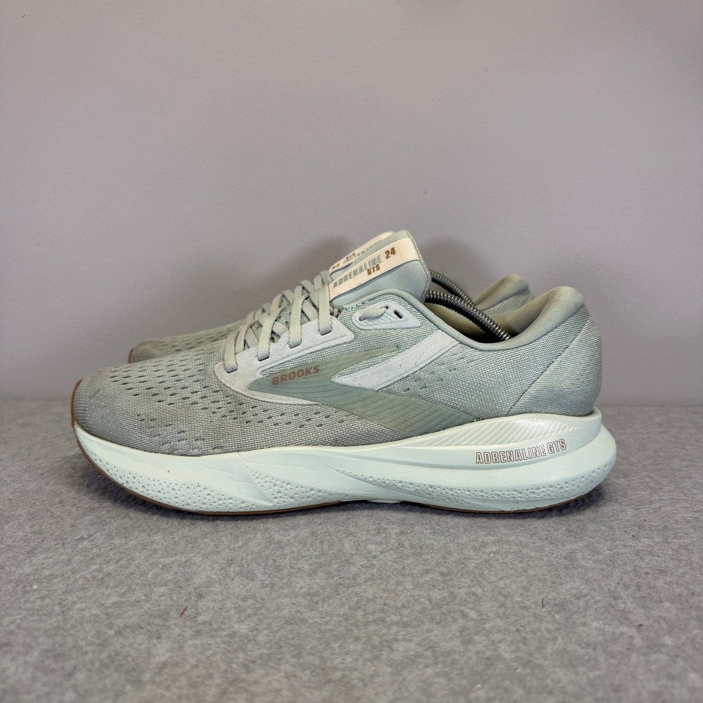 Brooks Adrenaline GTS 24 Womens Shoes Size 9.5 Green Running Sneaker 1204261B445